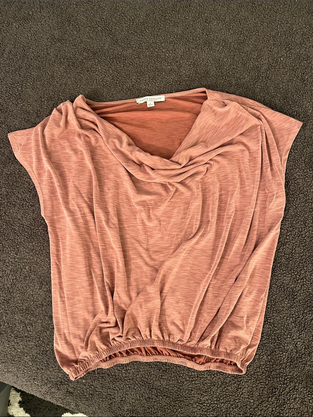 Green Envelope Dusty Rose Cowl Neck Blouson Top